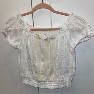 Aeropostale white eyelet cropped top